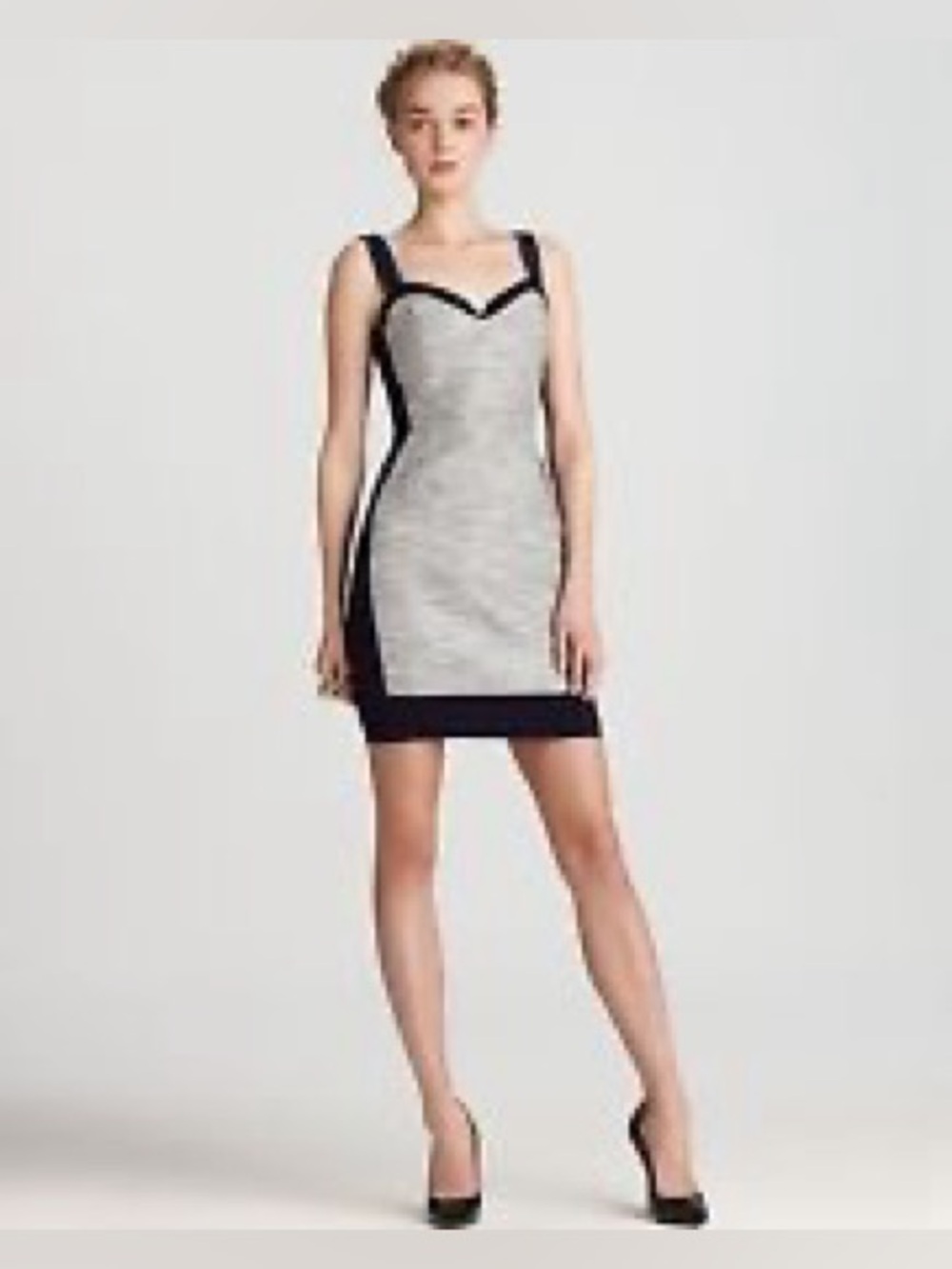 Madison Marcus Sheath Dress Gray and Navy Revolve Parker Rebecca Taylor BCBG